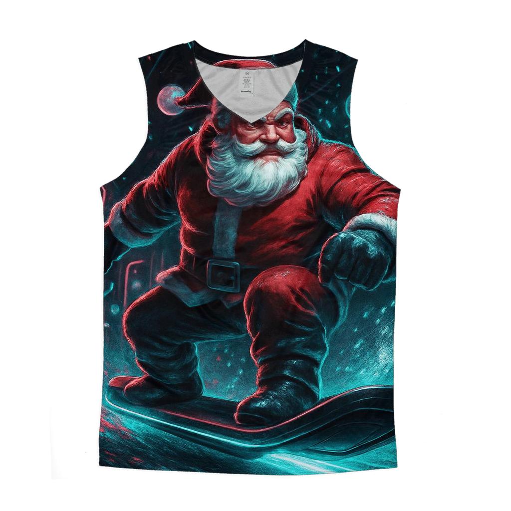 Neon Aurora Santa Street Rider graphic print tank tops