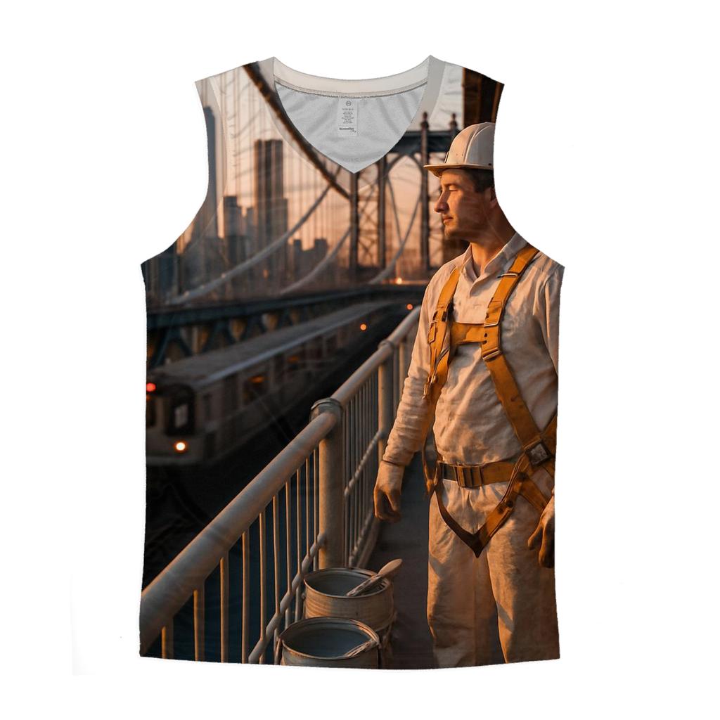 Bridge Painter Break On The Manhattan Bridge Looking Toward Downtown personalized athletic tanks