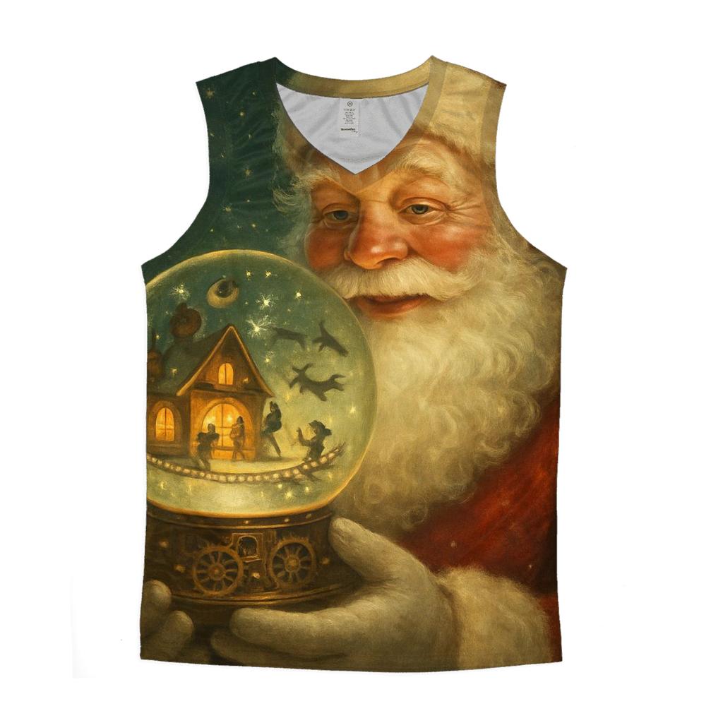Starry Workshop Santa In Clockwork Snowglobe custom tank tops