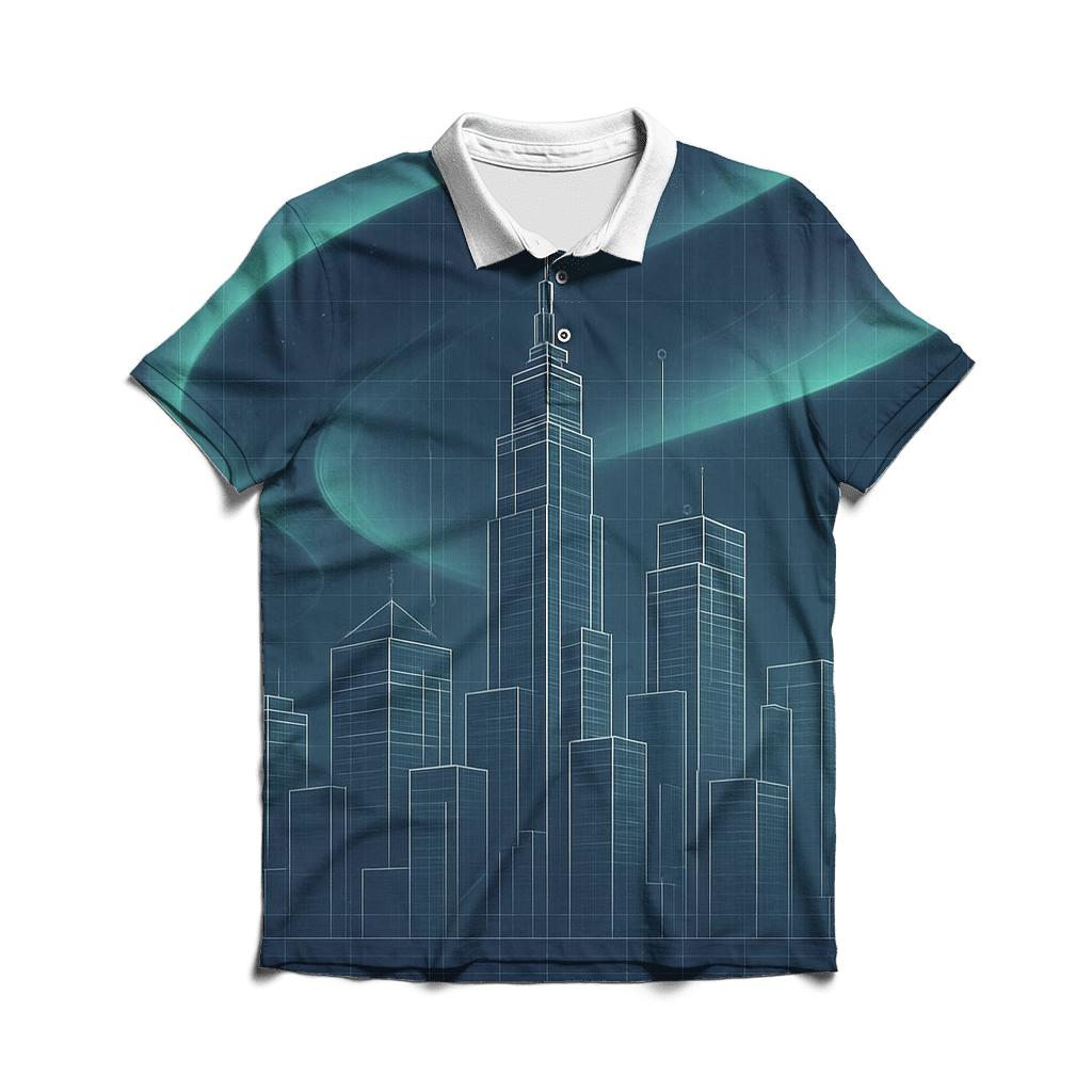 Aurora Blueprint Cityscape stylish collar polo tees