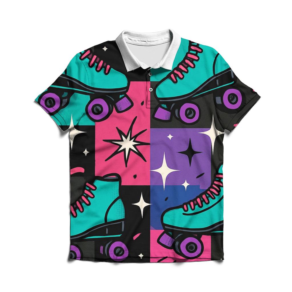 Roller Rink Neon Confetti custom polo shirts