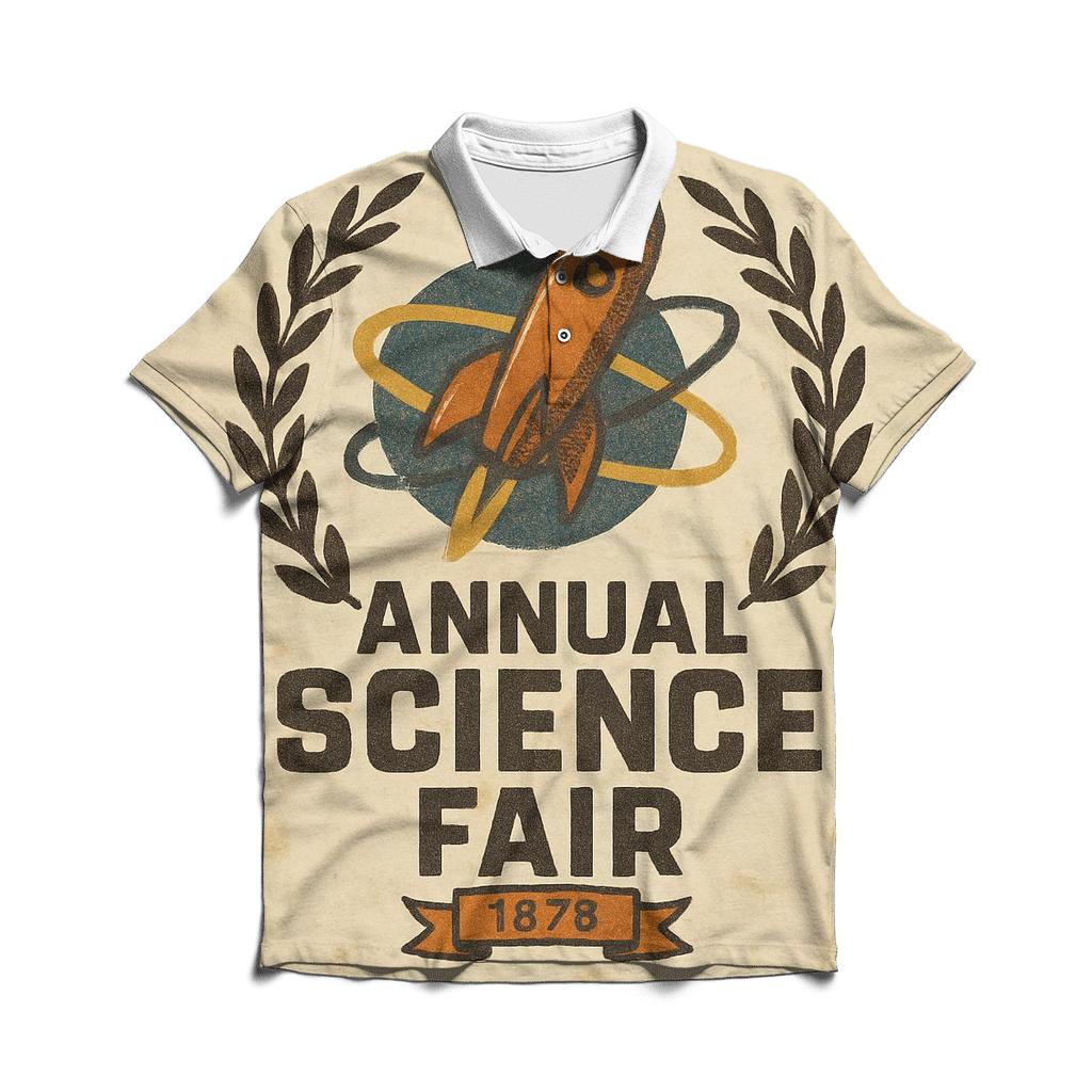 Vintage Space Age Science Fair Emblem classic pique polos