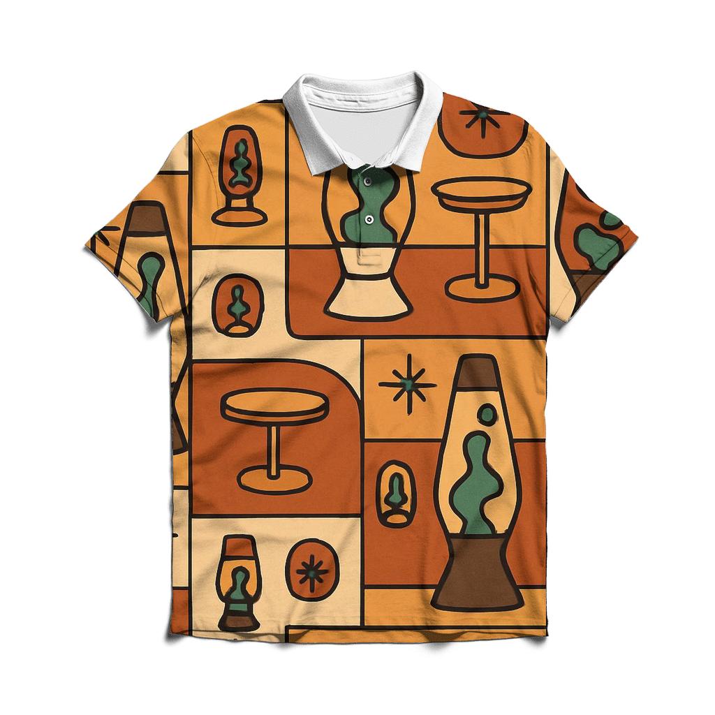Groovy Lava Lamp Lounge Pattern designer slim fit polos