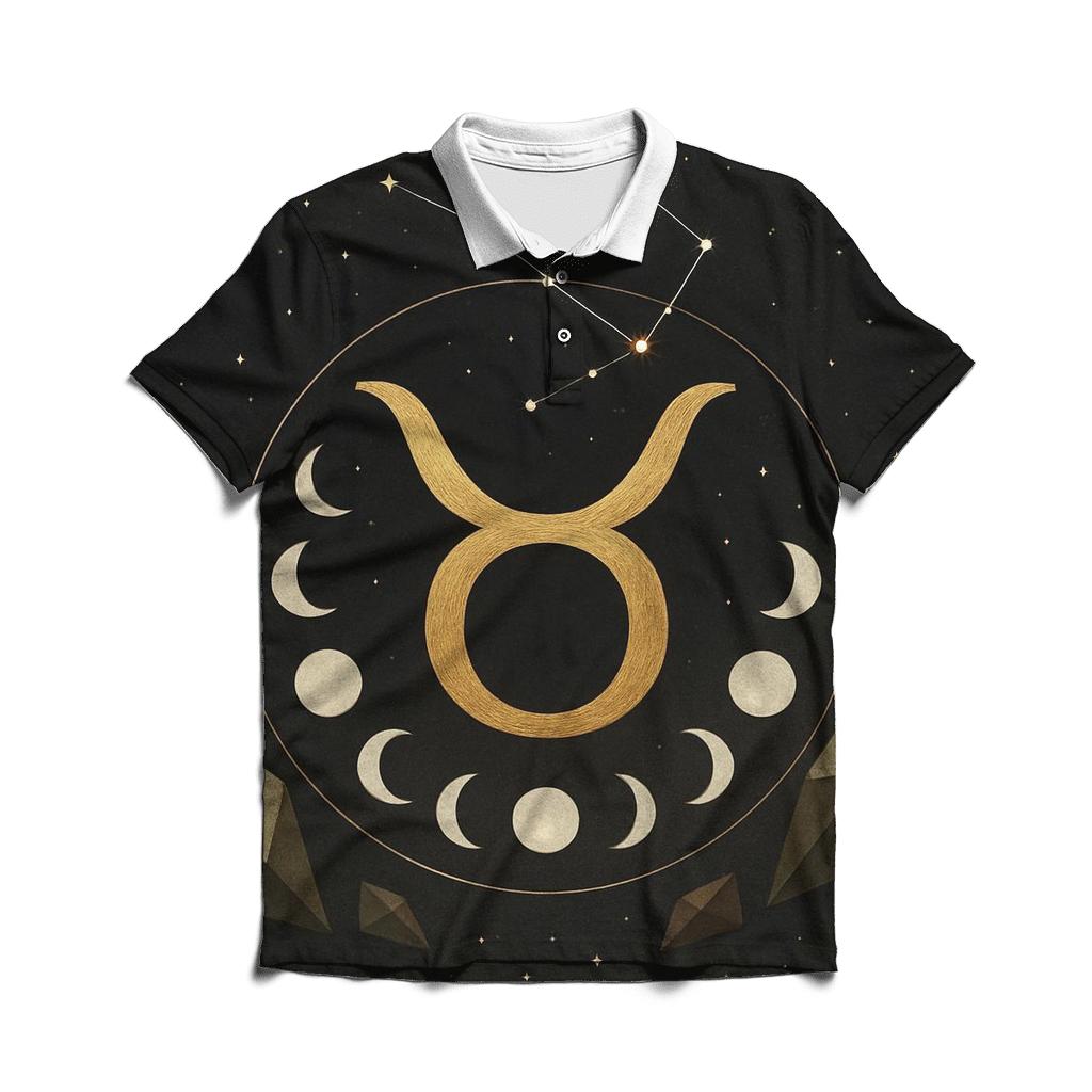 Taurus Lunar Exaltation Bull And Crescent Seal designer slim fit polos