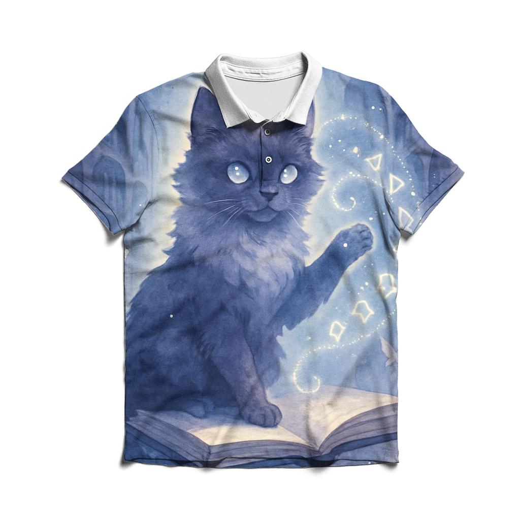 Moonlit Library Familiar Cat classic pique polos