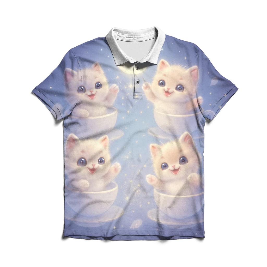 Moonlit Teacup Kitten Carousel branded logo polo shirts