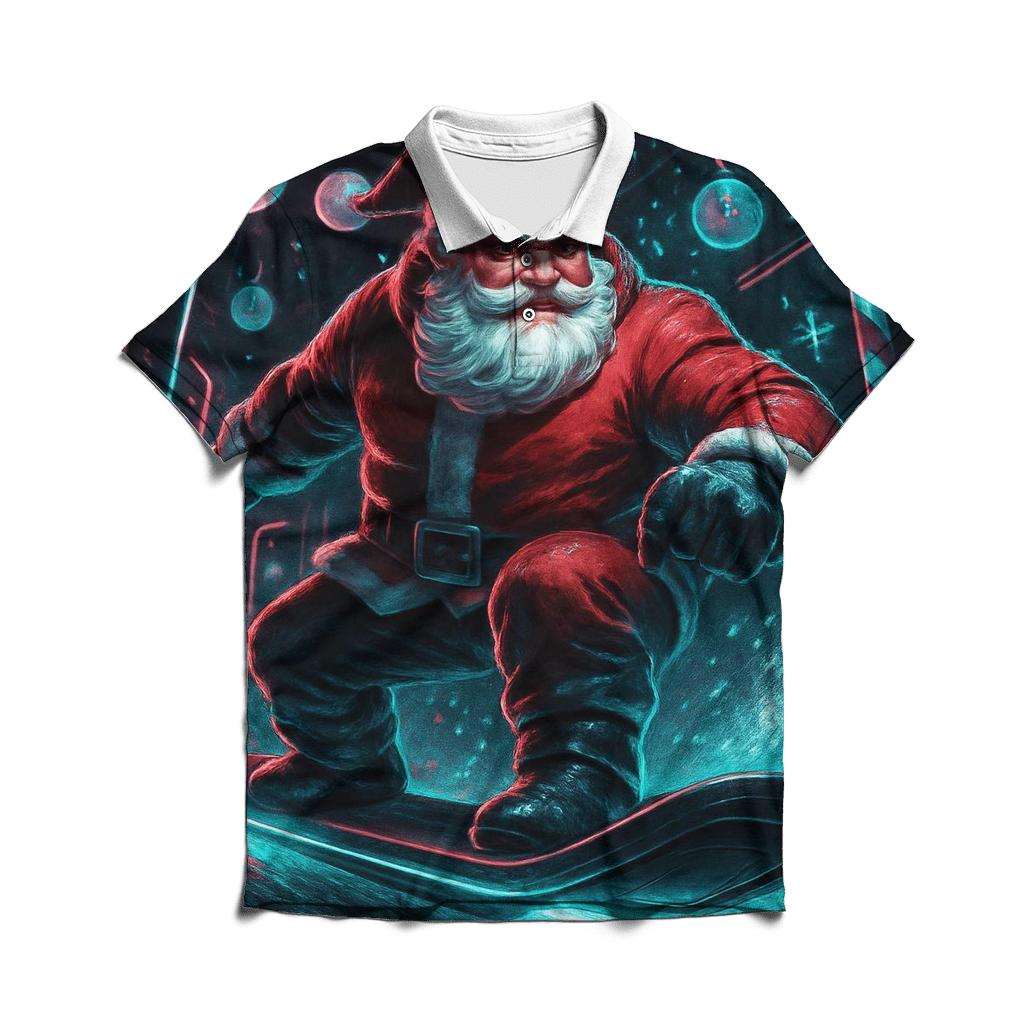 Neon Aurora Santa Street Rider branded logo polo shirts