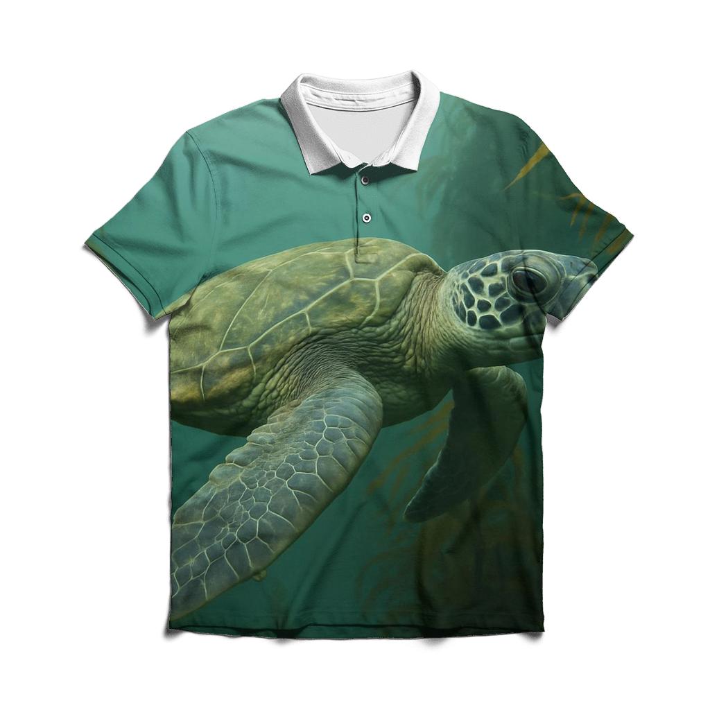 Kelp Forest Glide Green Sea Turtle casual sports polo shirts