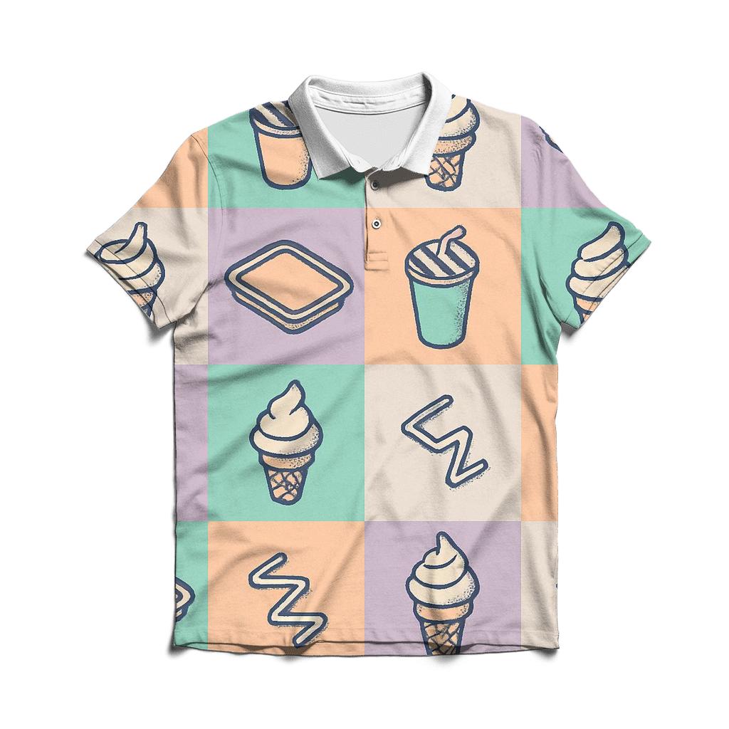 Mall Food Court Pastel Tiles embroidered polo tops