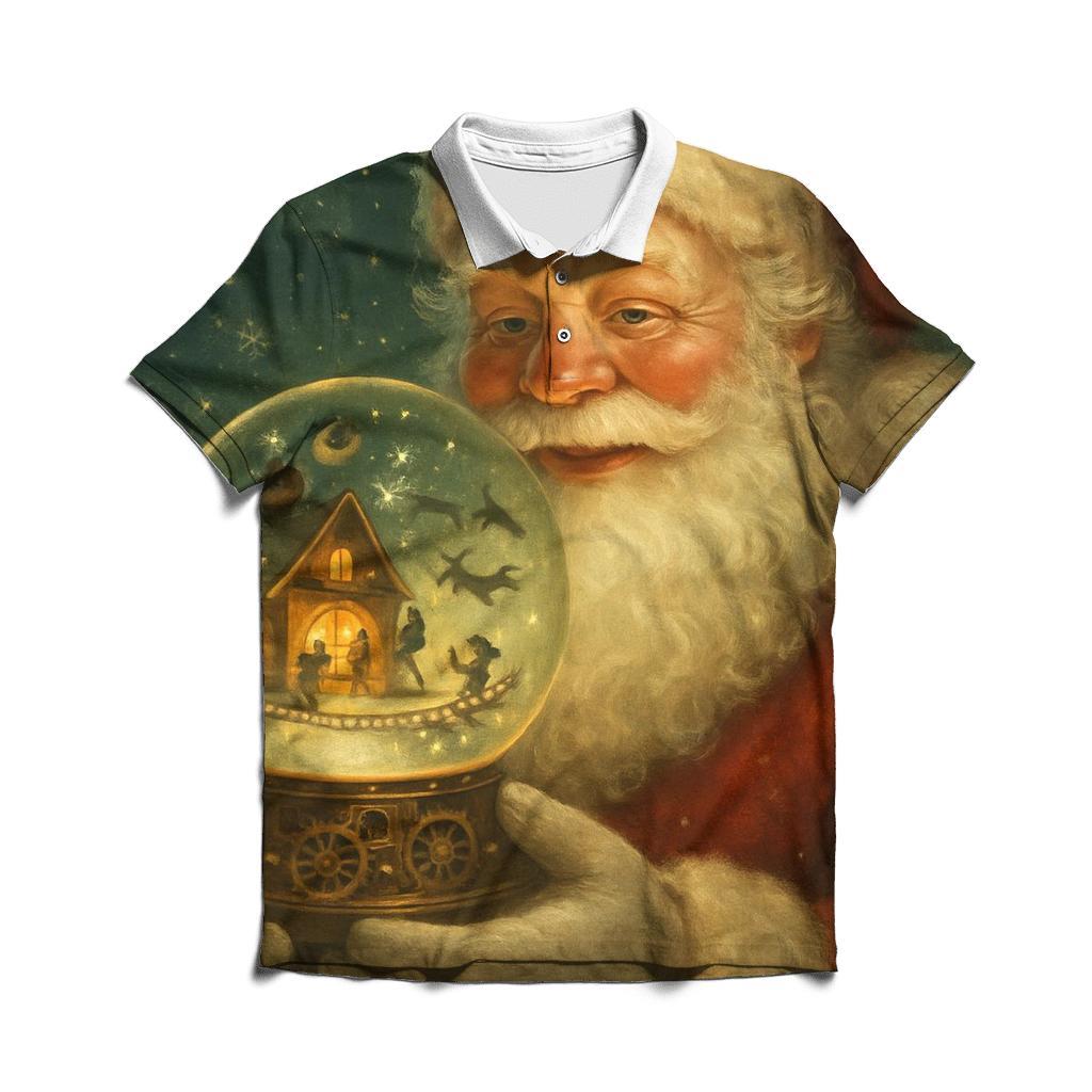 Starry Workshop Santa In Clockwork Snowglobe branded logo polo shirts
