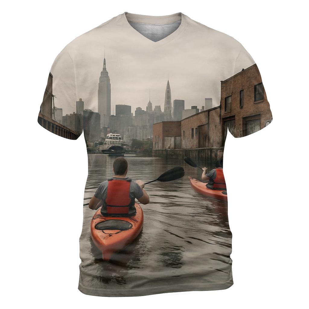 Newtown Creek Kayakers With Midtown Rising Beyond Industry vibrant all-over design tees
