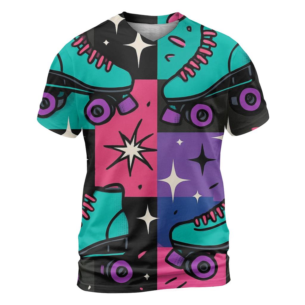 Roller Rink Neon Confetti vibrant all-over design tees