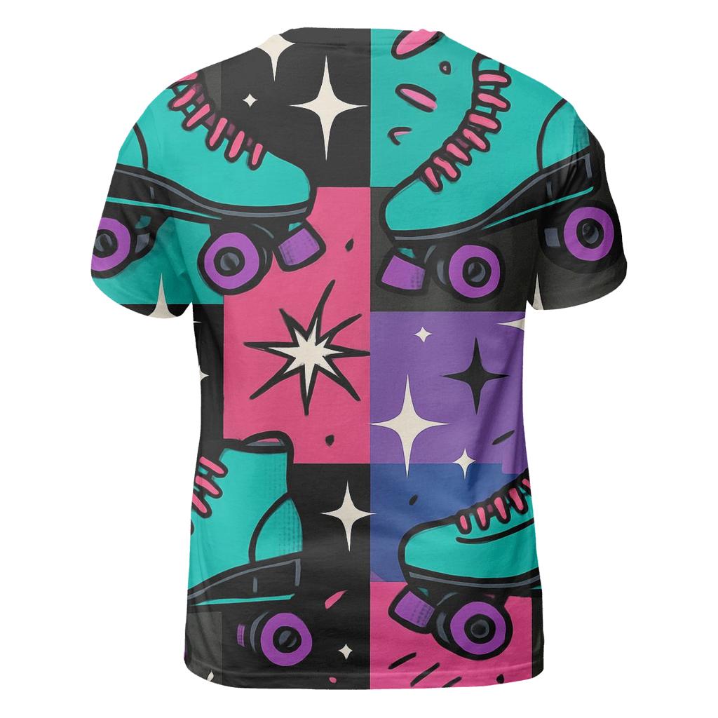 Roller Rink Neon Confetti vibrant all-over design tees