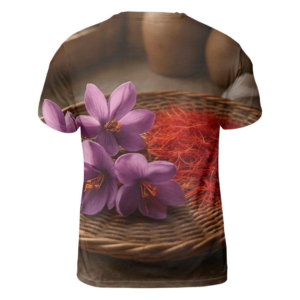 Saffron Crocus Threads Drying On A Traditional Rattan Tray vibrant all-over design tees