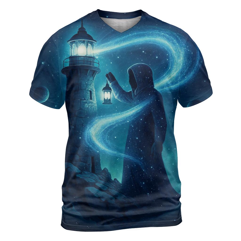 The Lighthouse At The Edge Of Andromeda vibrant all-over design tees