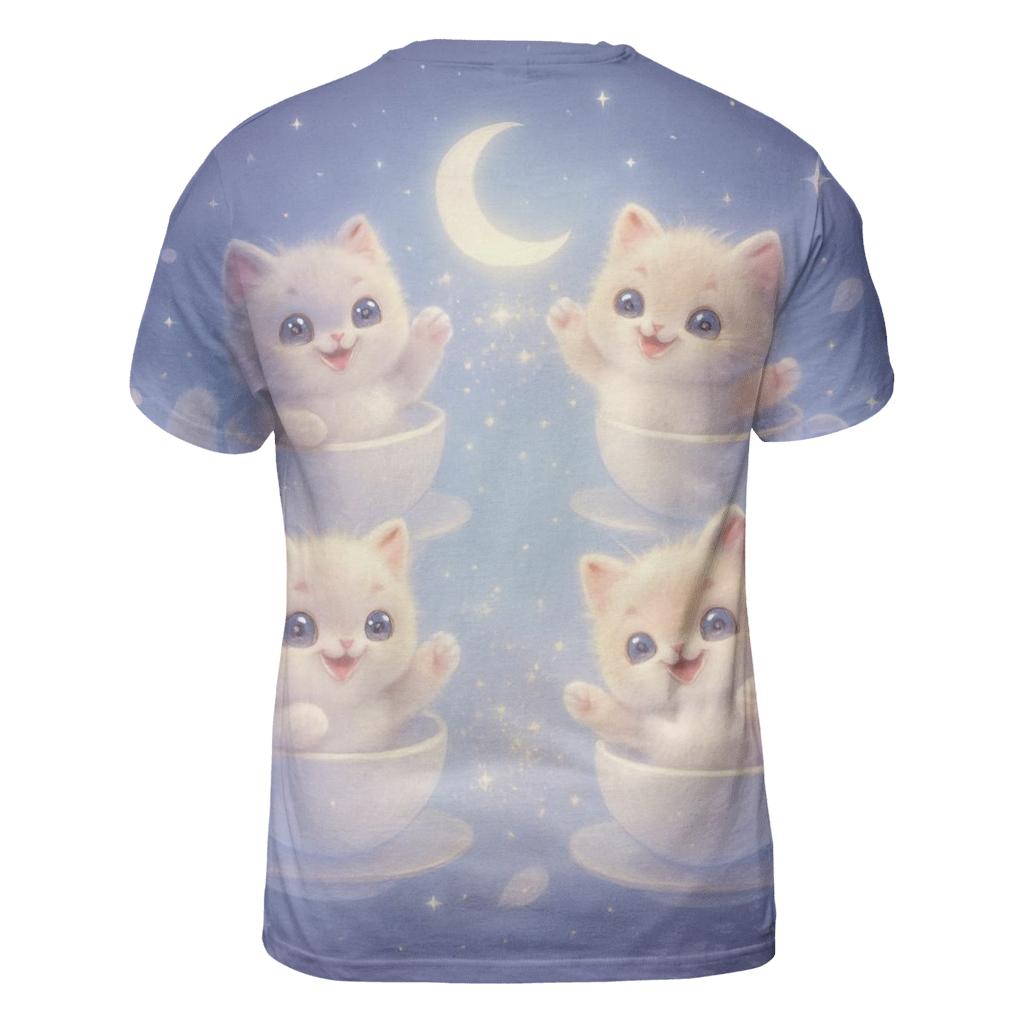 Moonlit Teacup Kitten Carousel creative print fashion shirts