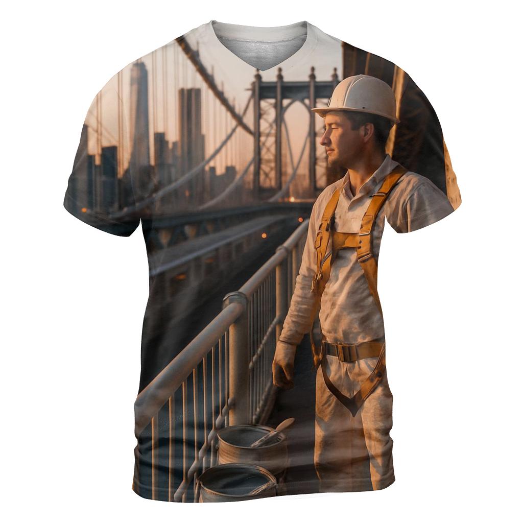 Bridge Painter Break On The Manhattan Bridge Looking Toward Downtown statement graphic shirts