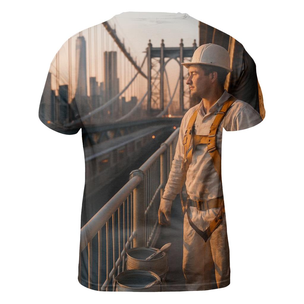 Bridge Painter Break On The Manhattan Bridge Looking Toward Downtown statement graphic shirts
