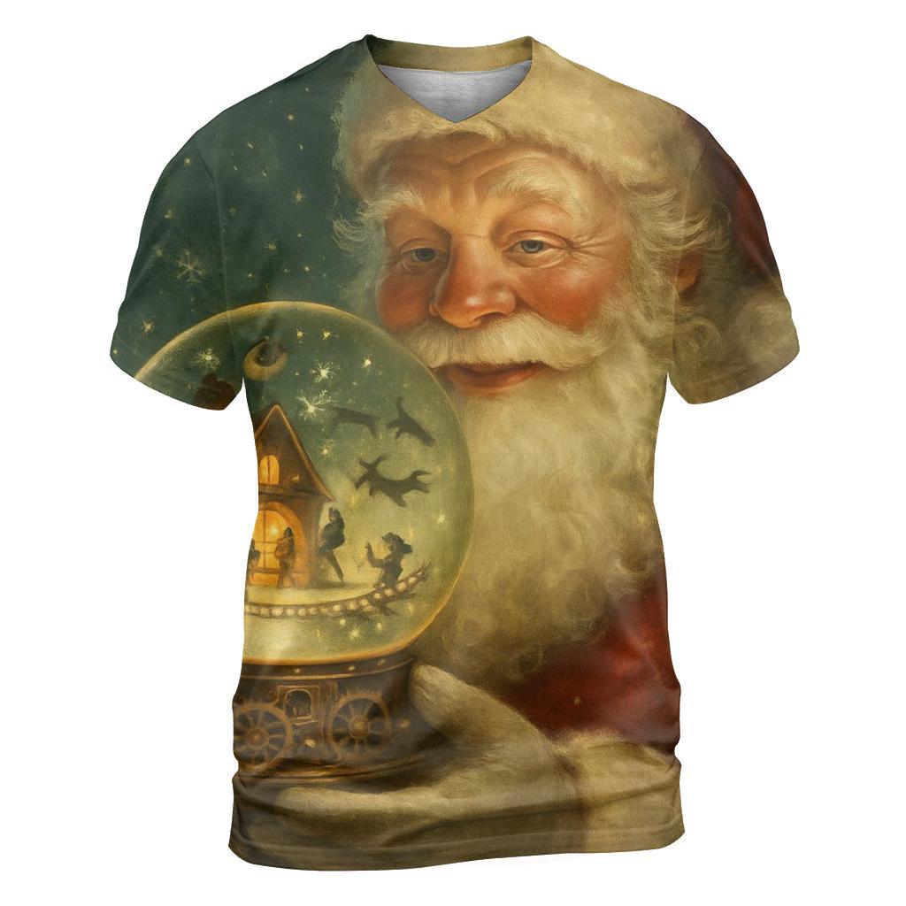 Starry Workshop Santa In Clockwork Snowglobe creative print fashion shirts