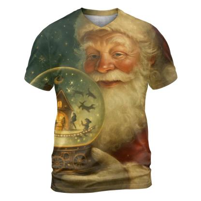 Starry Workshop Santa In Clockwork Snowglobe creative print fashion shirts