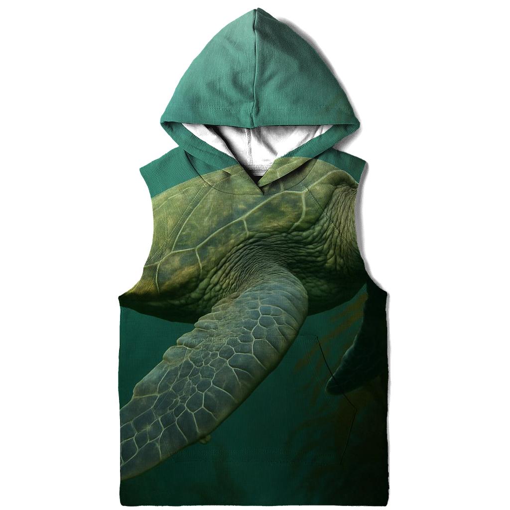 Kelp Forest Glide Green Sea Turtle embroidered hoodies