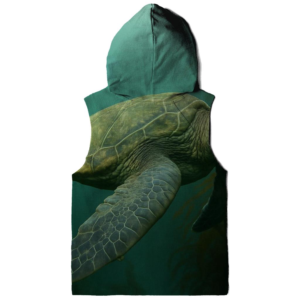 Kelp Forest Glide Green Sea Turtle embroidered hoodies