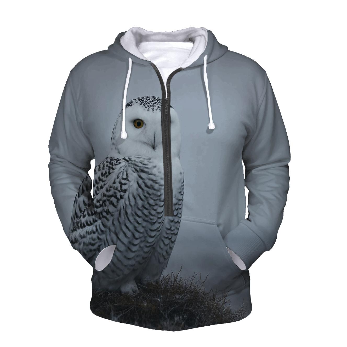 Tundra Wind Sentinel Snowy Owl custom hoodies