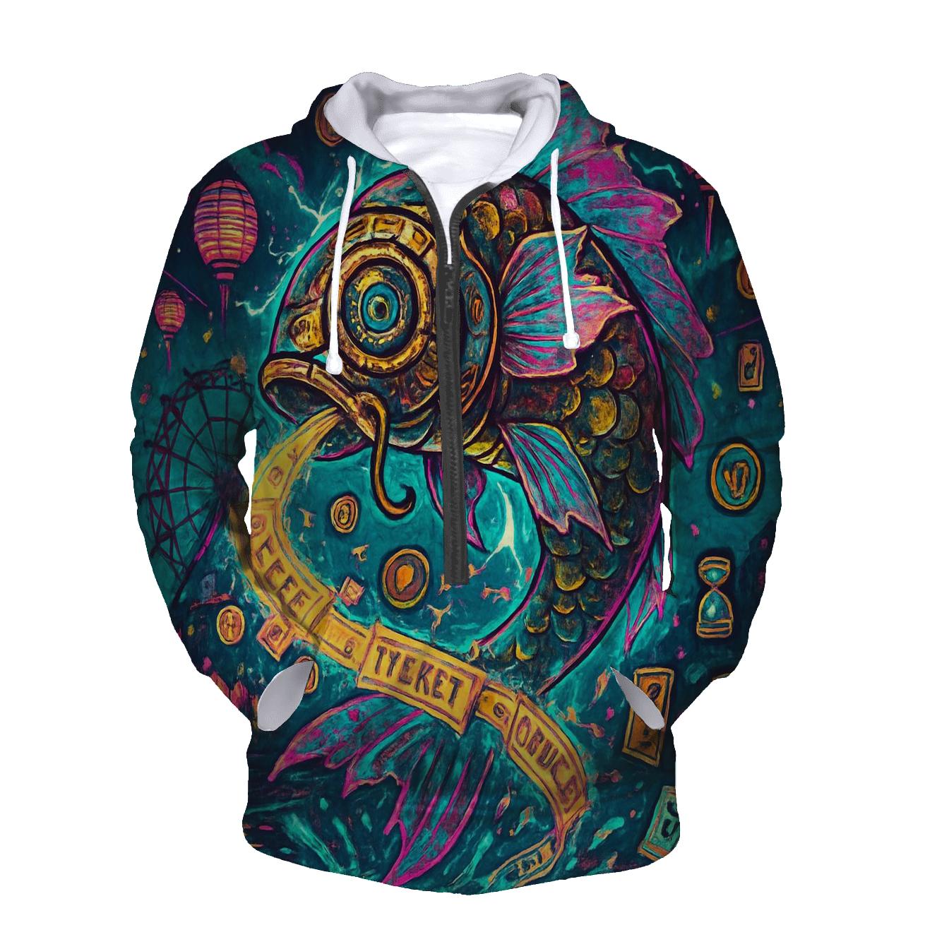 The Clockwork Koi Carnival pullover hoodies