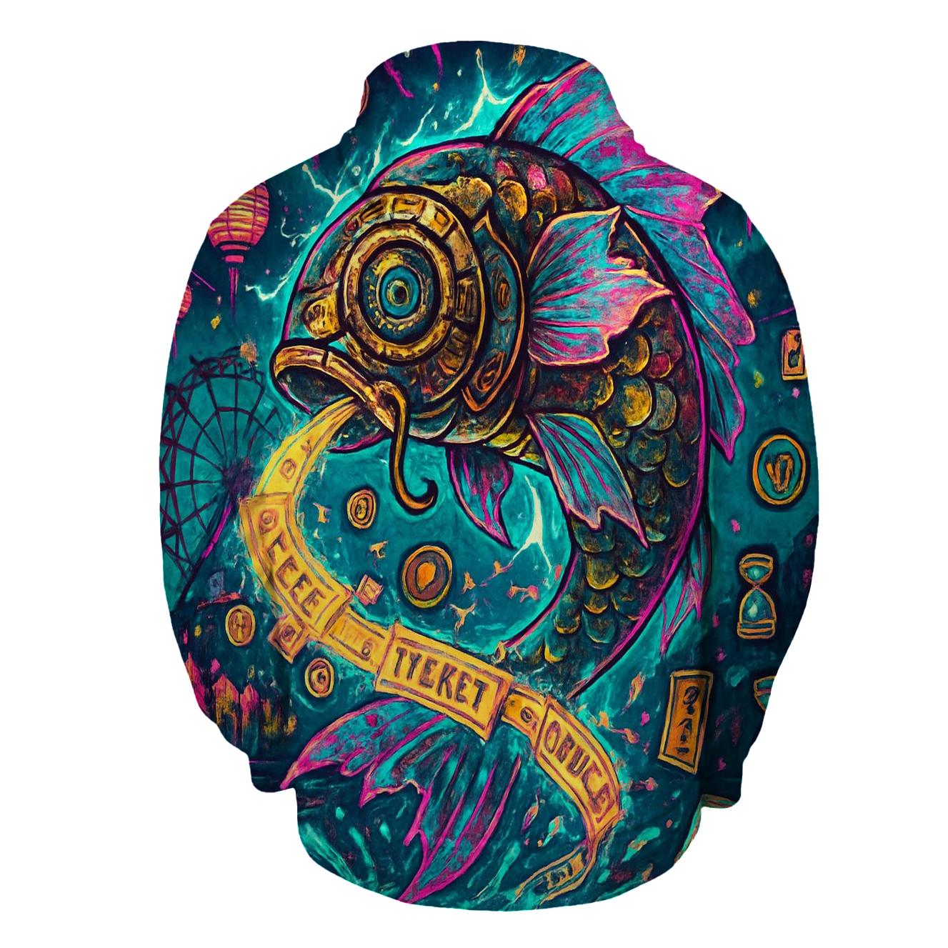 The Clockwork Koi Carnival pullover hoodies