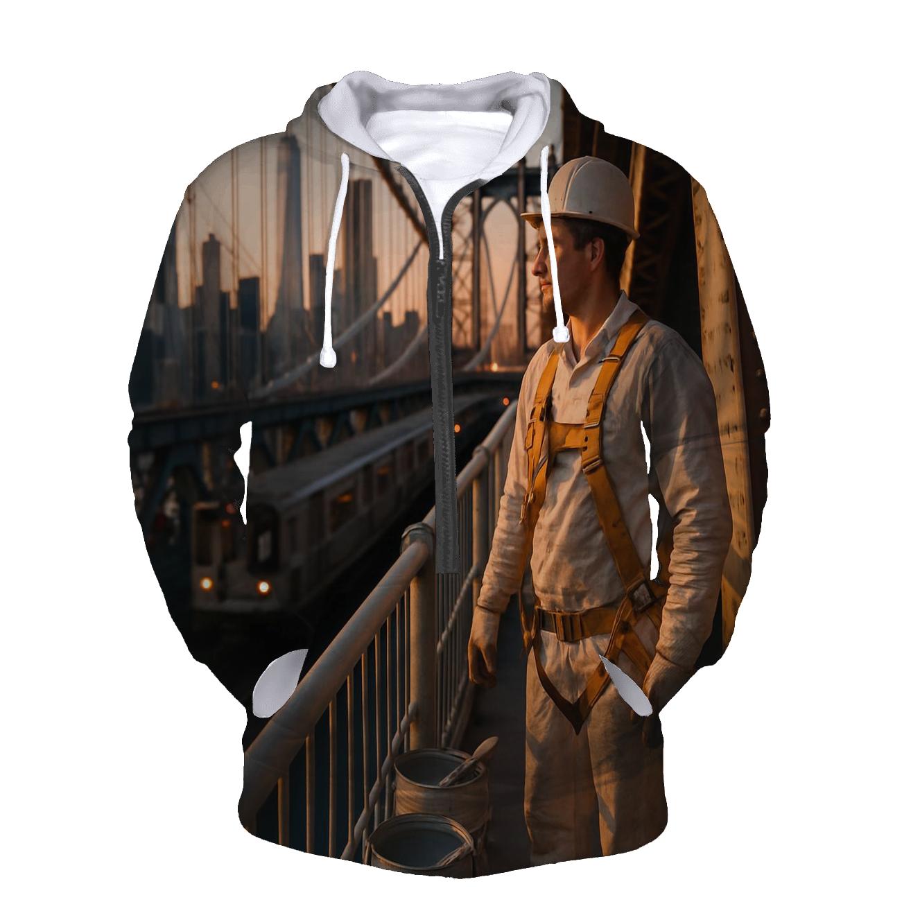 Bridge Painter Break On The Manhattan Bridge Looking Toward Downtown graphic hoodies