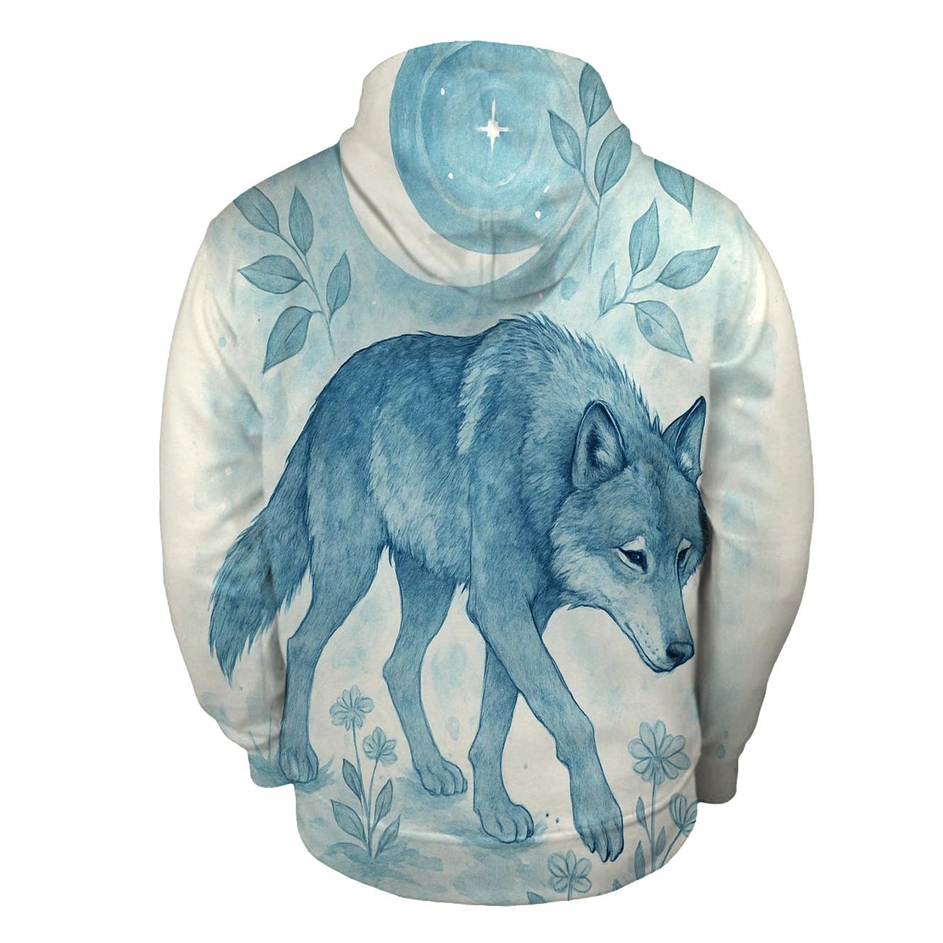 Moonlit Herbarium Wolf Dreamwalker designer hoodies