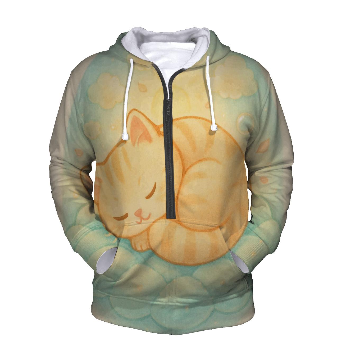 Sunrise Cloud Quilt Cat Naptime printed hoodies