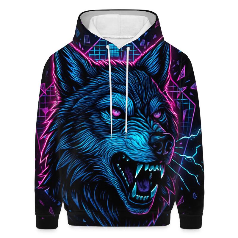 Obsidian Circuit Wolf Sentinel premium hoodies
