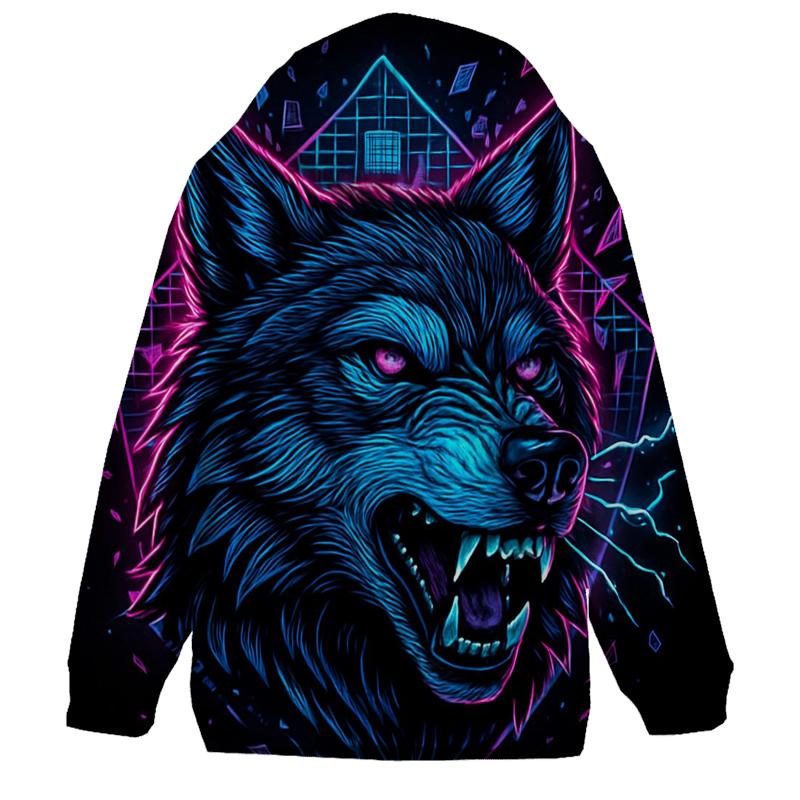 Obsidian Circuit Wolf Sentinel premium hoodies