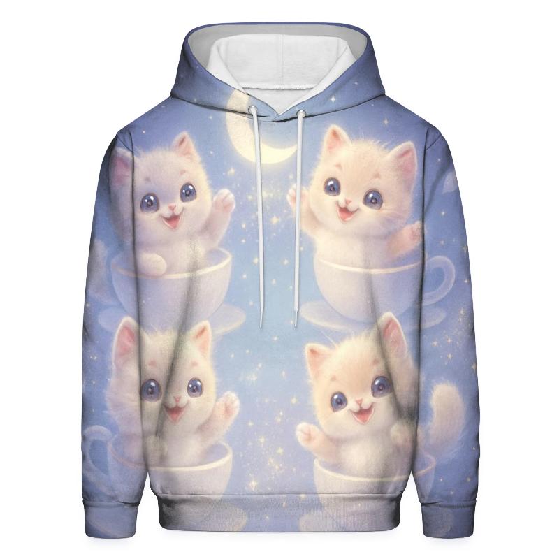 Moonlit Teacup Kitten Carousel designer hoodies