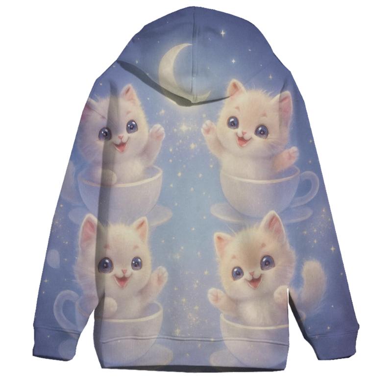 Moonlit Teacup Kitten Carousel designer hoodies