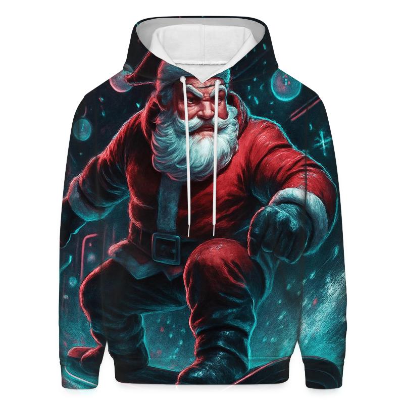 Neon Aurora Santa Street Rider custom hoodies