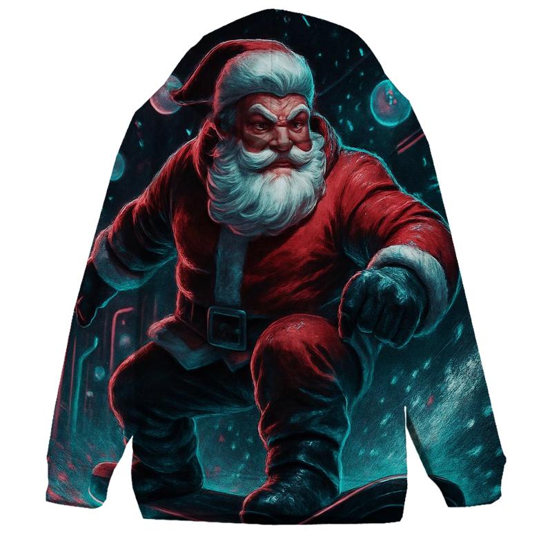 Neon Aurora Santa Street Rider custom hoodies