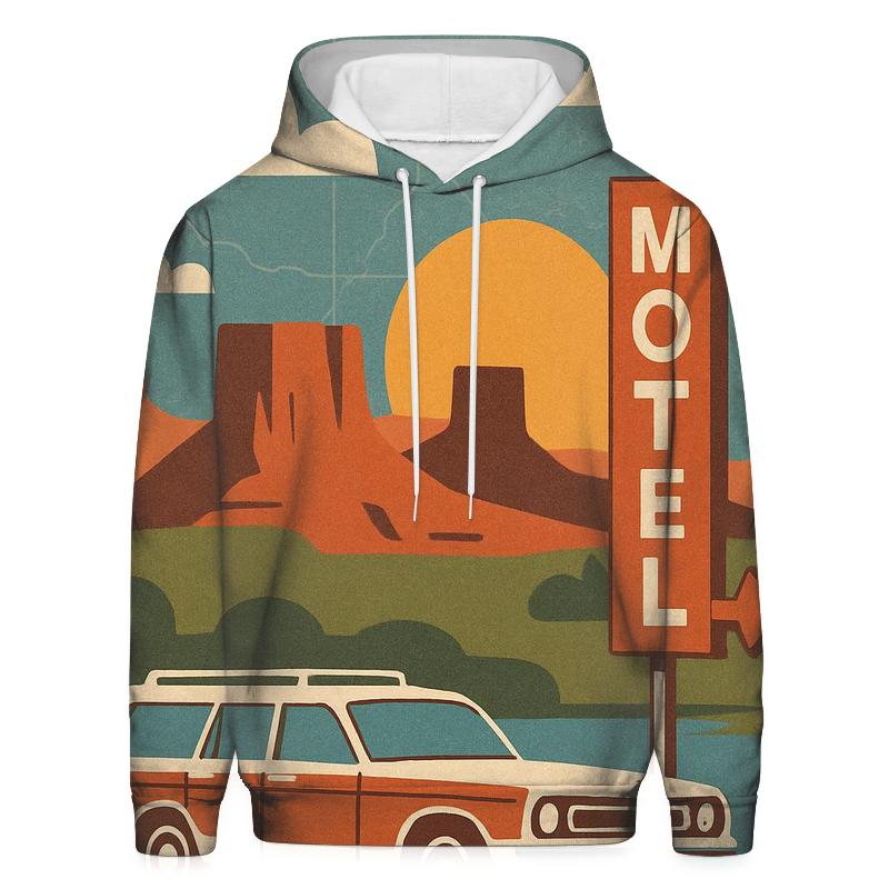 Seventies Road Trip Postcard Collage graphic hoodies