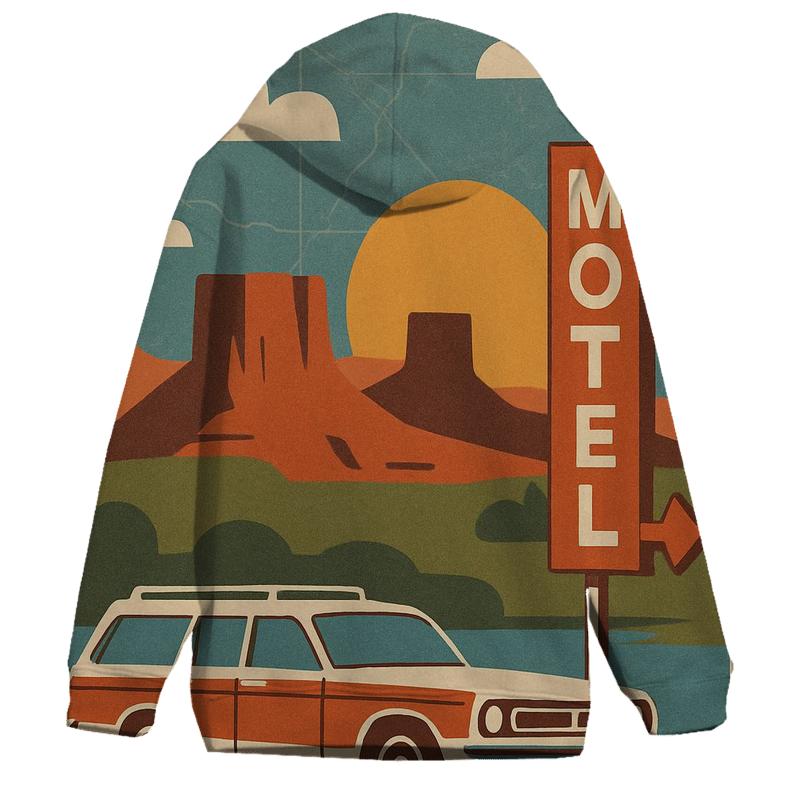 Seventies Road Trip Postcard Collage graphic hoodies