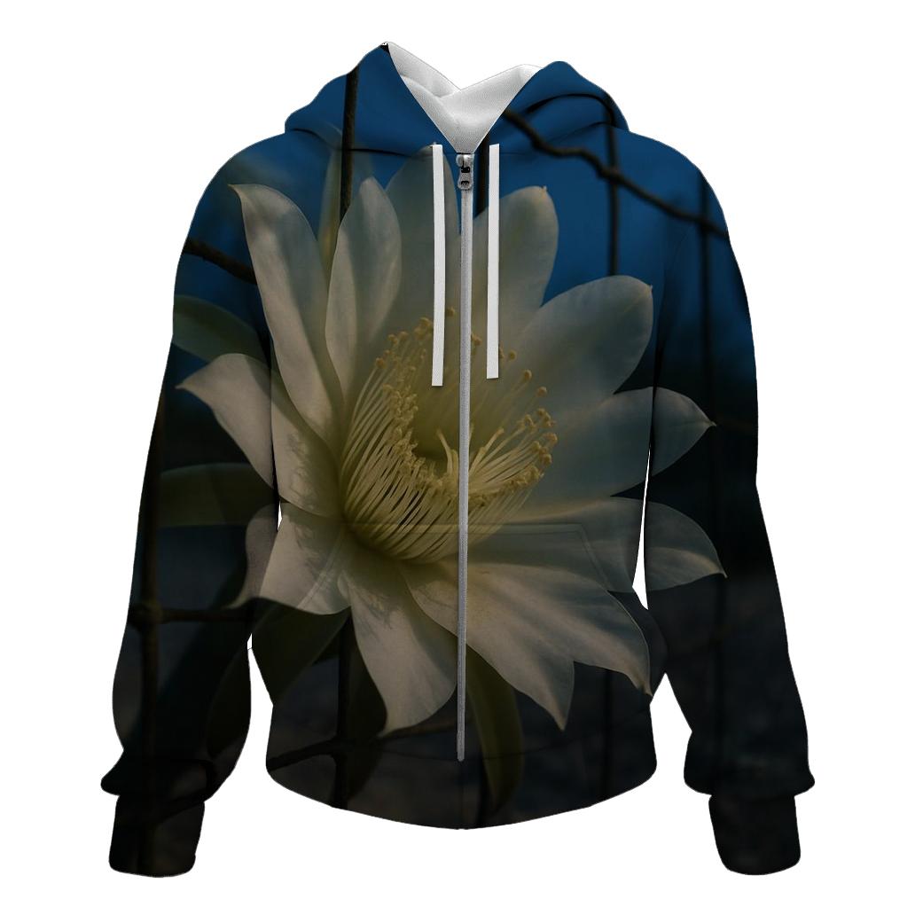 Night Blooming Cereus On A Desert Fence Line embroidered hoodies