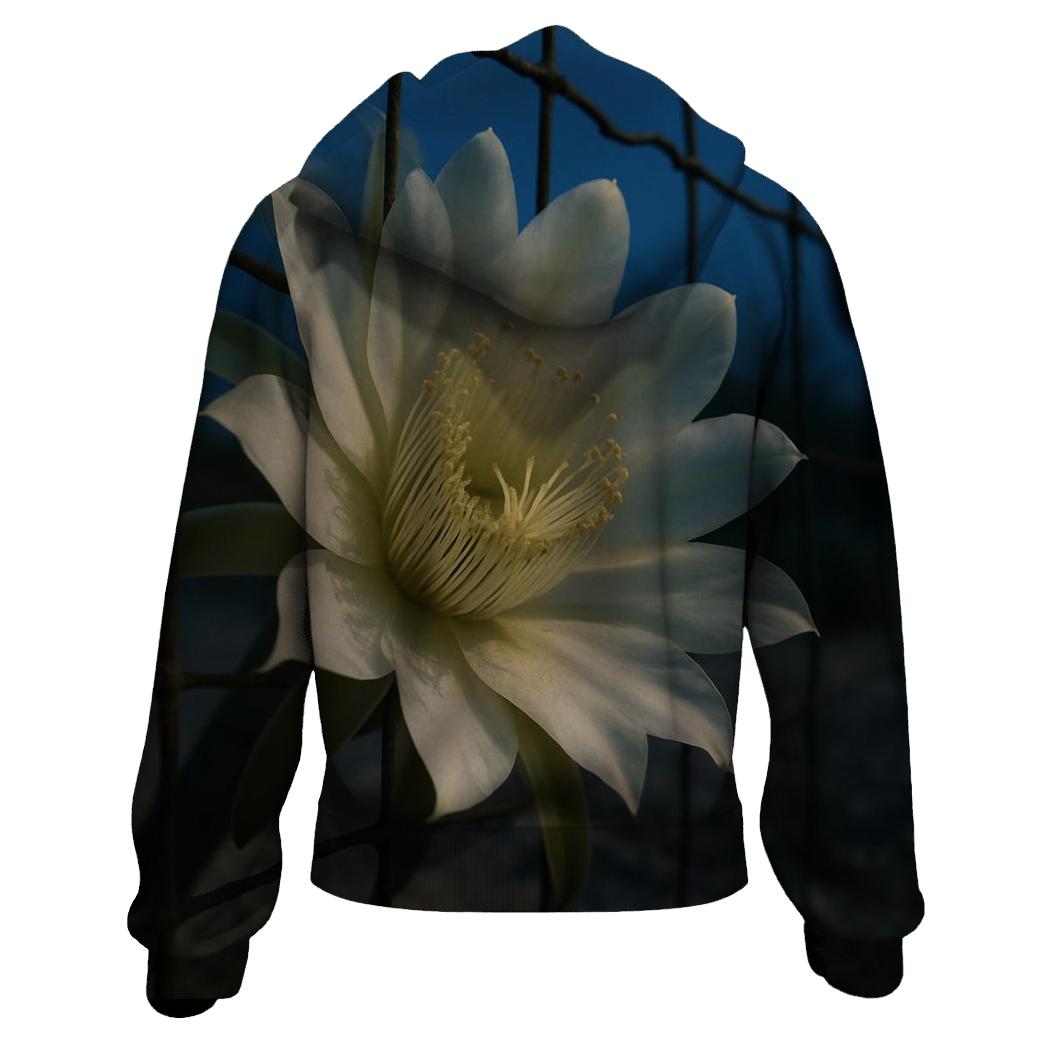 Night Blooming Cereus On A Desert Fence Line embroidered hoodies