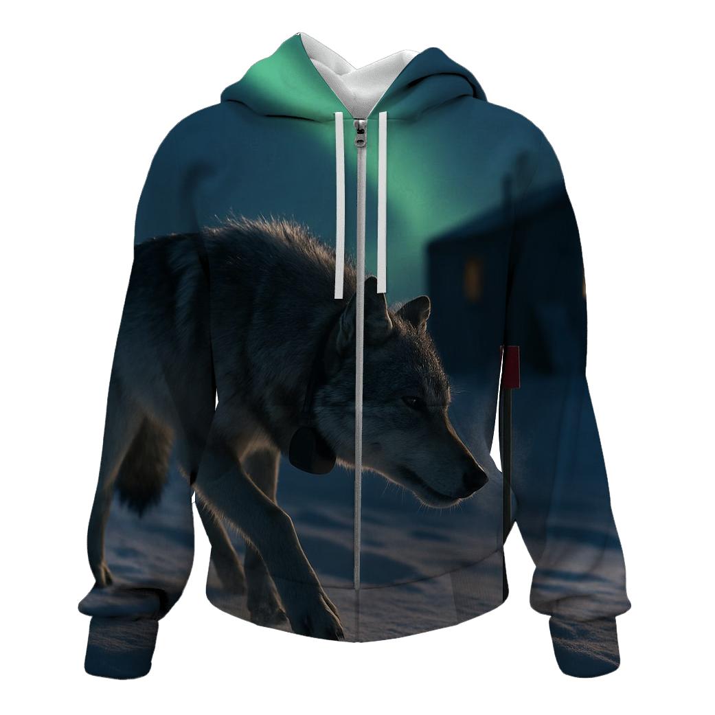 Aurora Collar Check In The Tundra zip-up hoodies