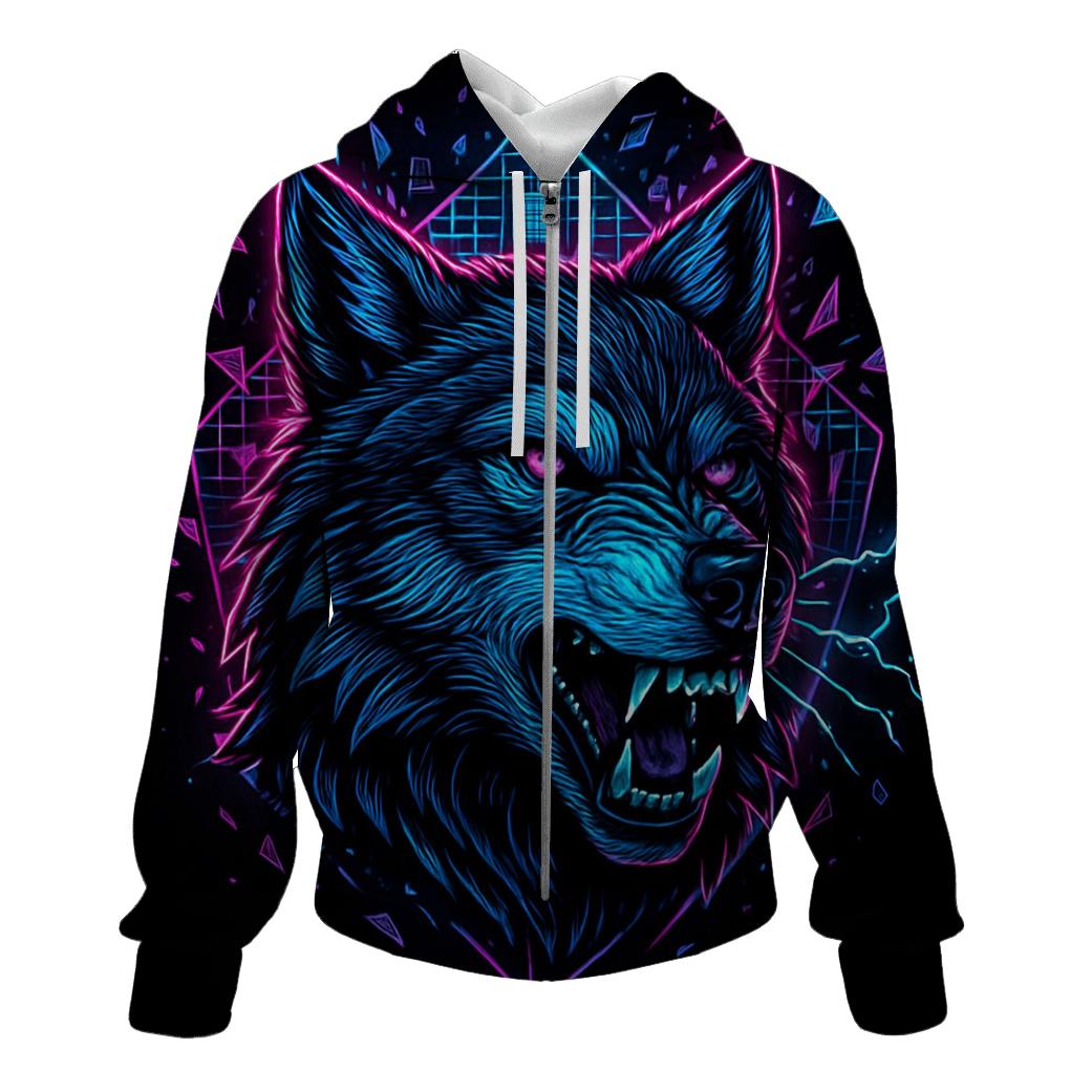 Obsidian Circuit Wolf Sentinel custom hoodies