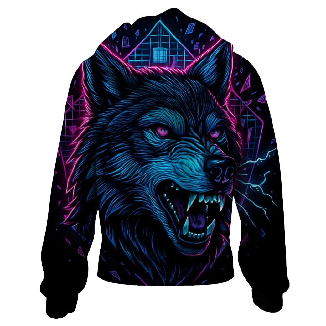 Obsidian Circuit Wolf Sentinel custom hoodies