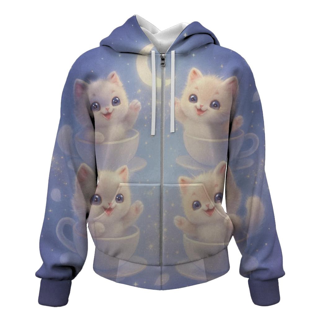 Moonlit Teacup Kitten Carousel hoodie trends