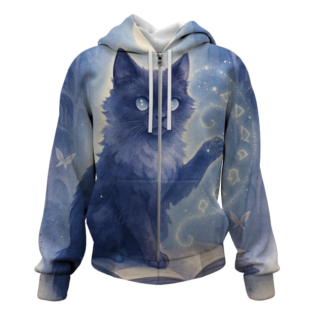 Moonlit Library Familiar Cat premium hoodies