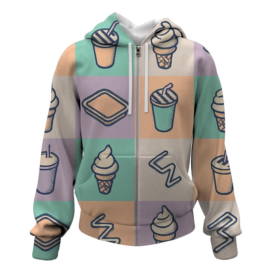 Mall Food Court Pastel Tiles graphic hoodies