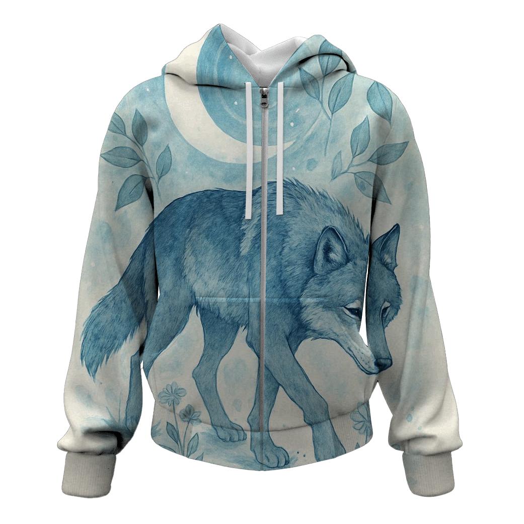 Moonlit Herbarium Wolf Dreamwalker heavyweight hoodies