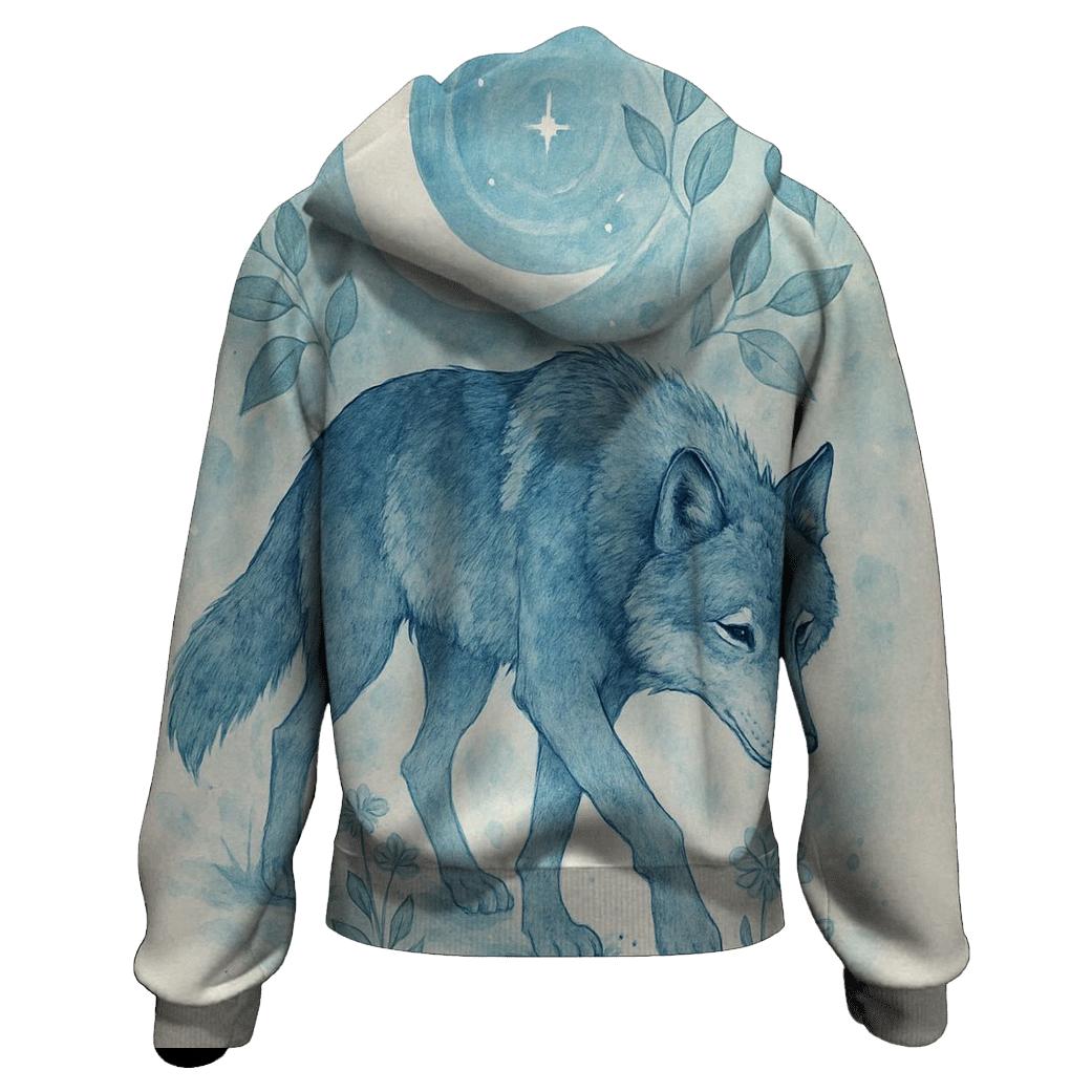 Moonlit Herbarium Wolf Dreamwalker heavyweight hoodies